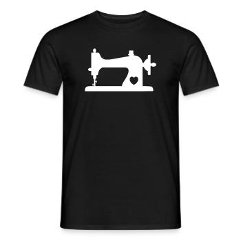 Machine à coudre avec coeur - T-shirt homme - noir - Devant - AI Model Male 178 light (178cm)