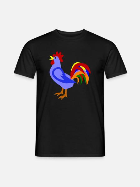 Farbenfroher Hahn im Kunstdesign - Männer T-Shirt - Schwarz
