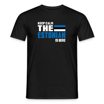 Keep calm Estonie / Cadeau Tallinn Europe de l’Est - T-shirt homme - noir - Devant - AI Model Male 178 light (178cm)