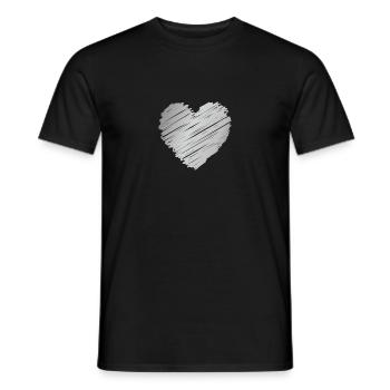 Silbernes Kritzelherz – Romantik Minimal Style - Männer T-Shirt - Schwarz - Vorne - AI Model Male 178 light (178cm)