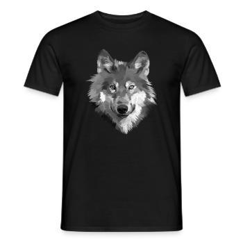 Grayscale Wolf Portrait - Men's T-Shirt - black - Front - AI Model Male 178 light (178cm)