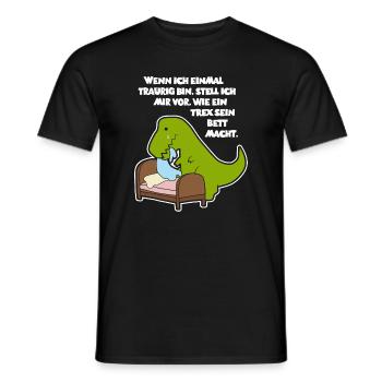 T-Rex beim Bett machen - Design - Männer T-Shirt - Schwarz - Vorne - AI Model Male 178 light (178cm)