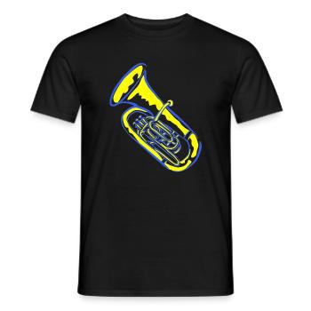 Musique de tuba aux couleurs néon - T-shirt homme - noir - Devant - AI Model Male 178 light (178cm)