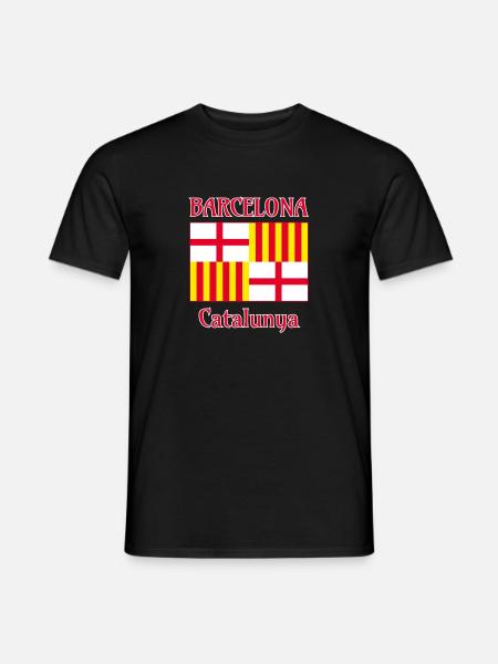 Drapeau de Barcelone en rouge, blanc et jaune - T-shirt homme - noir