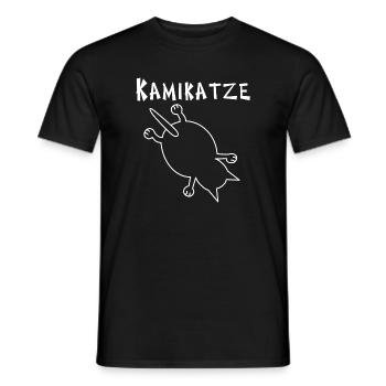 Kamikaze Katze: Abenteuer für jeden Teufelskerl - Männer T-Shirt - Schwarz - Vorne - AI Model Male 178 light (178cm)