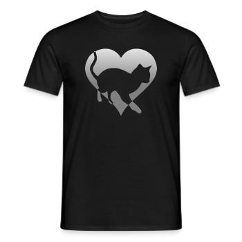 Cat kitten in a heart - Men's T-Shirt - black - Front - AI Model Male 178 light (178cm)