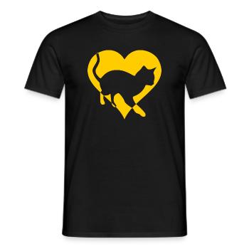 Cat Cat Pussy Gift Heart - Men's T-Shirt - black - Front - AI Model Male 178 light (178cm)