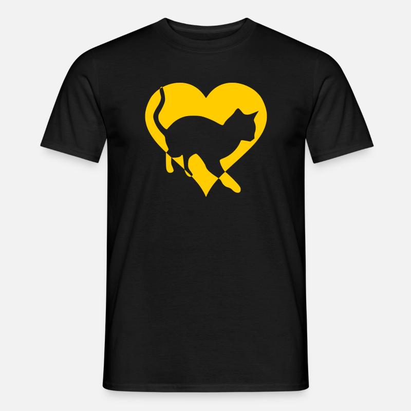 Katze Katze Mieze Geschenk Herz - Männer T-Shirt - Schwarz
