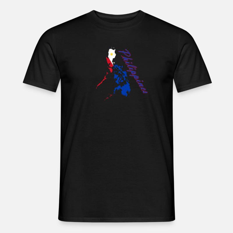 Script de la carte du drapeau philippin - T-shirt homme - noir