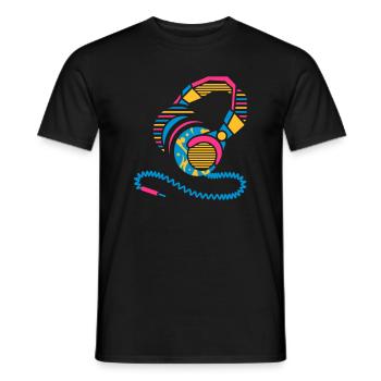 Headphones of patterns and stripes - Men's T-Shirt - black - Front - AI Model Male 178 light (178cm)