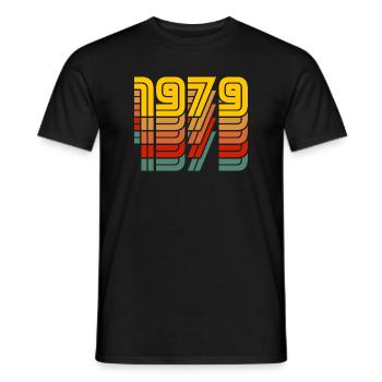 1979 vintage coloré - T-shirt homme - noir - Devant - AI Model Male 178 light (178cm)