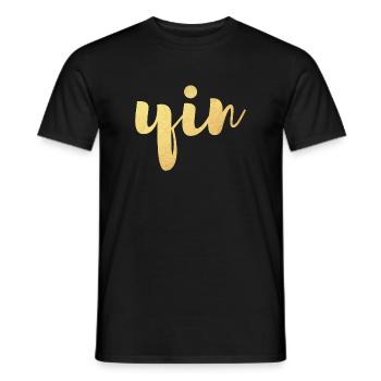 Yin (Yin und Yang) Gold Yoga Partnerlook - Männer T-Shirt - Schwarz - Vorne - AI Model Male 178 light (178cm)