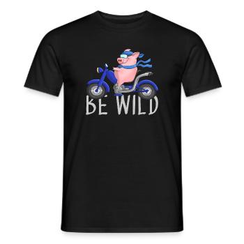 Lustiges Schwein auf Motorrad Comic - Männer T-Shirt - Schwarz - Vorne - AI Model Male 178 light (178cm)