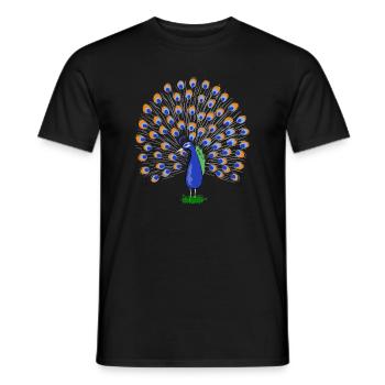 Bunte Pfauenfeder Illustration - Männer T-Shirt - Schwarz - Vorne - AI Model Male 178 light (178cm)