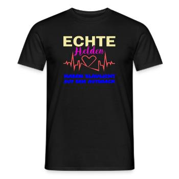 Les vrais héros ont la lumière bleue sur le toit - T-shirt homme - noir - Devant - AI Model Male 178 light (178cm)