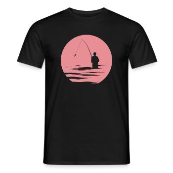 Angler, Lake, Evening Sun, Sea, Fish, Symbol Nature - Men's T-Shirt - black - Front - AI Model Male 178 light (178cm)