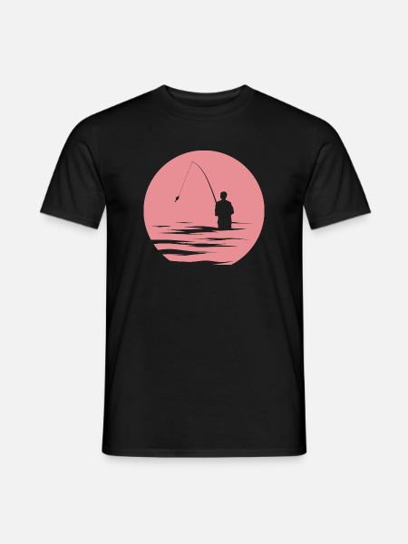 Angler See Abendsonne Meer Fische Symbol Natur - Männer T-Shirt - Schwarz