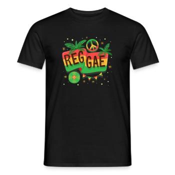 Ambiance arc-en-ciel du drapeau reggae - T-shirt homme - noir - Devant - AI Model Male 178 light (178cm)