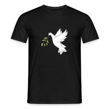 Symbole chrétien - Colombe avec branche d’olivier - T-shirt homme - noir - Devant - AI Model Male 178 light (178cm)