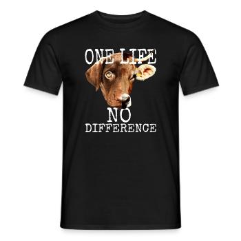 One Life No Difference Vegan Vegetan Tierschutz - T-shirt homme - noir - Devant - AI Model Male 178 light (178cm)
