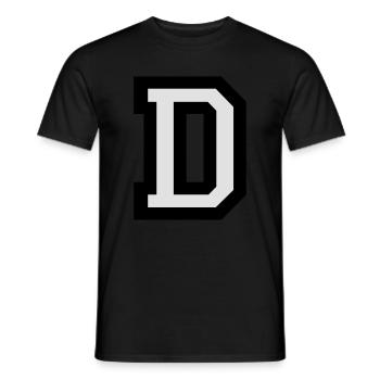 Lettre D en deux couleurs - T-shirt homme - noir - Devant - AI Model Male 178 light (178cm)