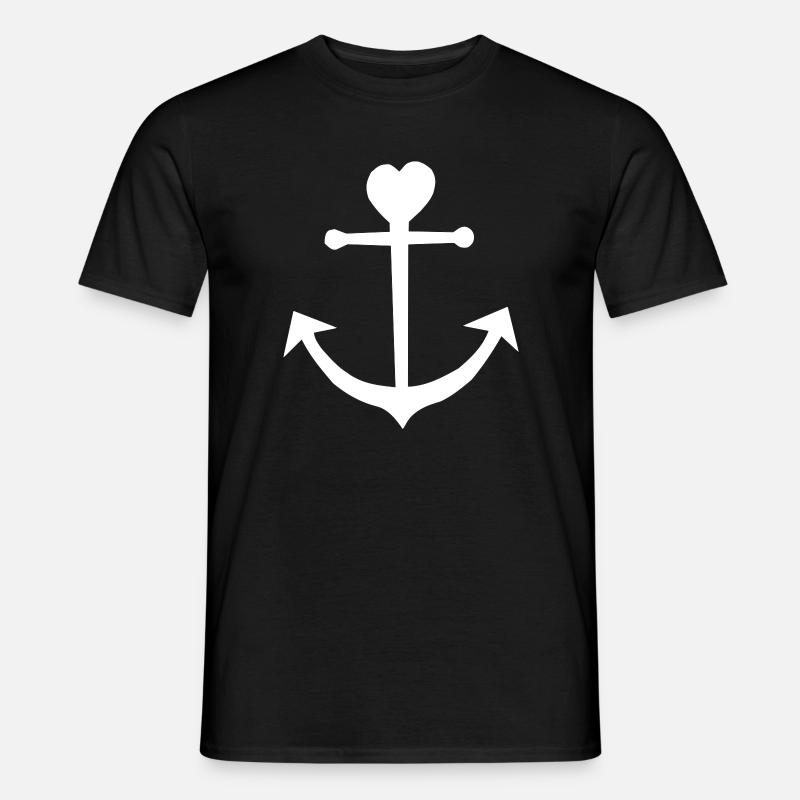 Herzanker mit Herzspitze - Männer T-Shirt - Schwarz