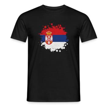 Serbie Klecks / Cadeau De Belgrade Balkans drapeau - T-shirt homme - noir - Devant - AI Model Male 178 light (178cm)