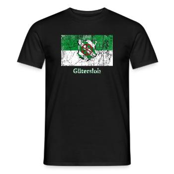 flag Guetersloh Stadtfahne city flag drapeau - Men's T-Shirt - black - Front - AI Model Male 178 light (178cm)