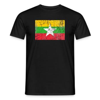 Myanmar Flagge Birma Birmanien Fahne Flagge - Männer T-Shirt - Schwarz - Vorne - AI Model Male 178 light (178cm)