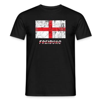 Freiburg Stadtfahne Freiburg city flag flag - Men's T-Shirt - black - Front - AI Model Male 178 light (178cm)