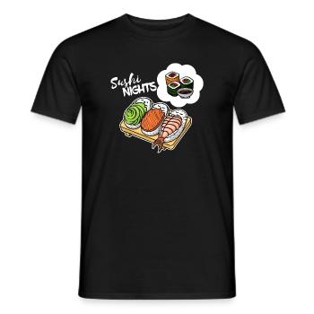 Sushi Avocado Salmon Sleeping Dream Funny Food - Men's T-Shirt - black - Front - AI Model Male 178 light (178cm)