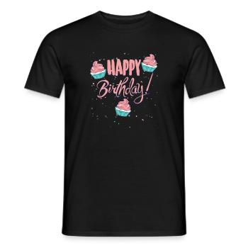 Happy Birthday with cupcakes - Men's T-Shirt - black - Front - AI Model Male 178 light (178cm)
