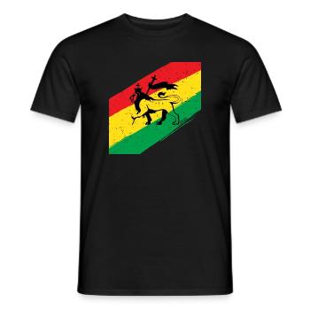 Rasta lion in front of three-color flag - Men's T-Shirt - black - Front - AI Model Male 178 light (178cm)