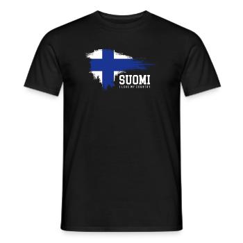 Éclaboussure du drapeau Suomi : Fierté finlandaise - T-shirt homme - noir - Devant - AI Model Male 178 light (178cm)