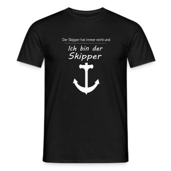 Der Skipper hat immer Recht, Lustiger Segel Spruch - Männer T-Shirt - Schwarz - Vorne - AI Model Male 178 light (178cm)