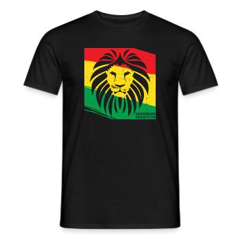 Lion in Rasta style - Men's T-Shirt - black - Front - AI Model Male 178 light (178cm)