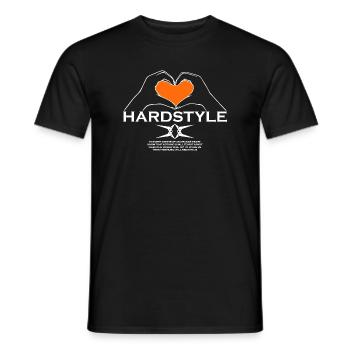 Hardstyle = My Style - Propriétaire d'un coeur orange - T-shirt homme - noir - Devant - AI Model Male 178 light (178cm)