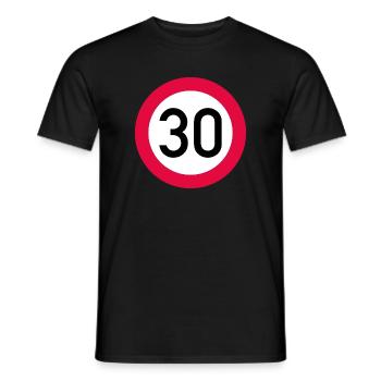 30. Geburtstag Achtung! Verkehrsschild 30 Km/h - Männer T-Shirt - Schwarz - Vorne - AI Model Male 178 light (178cm)