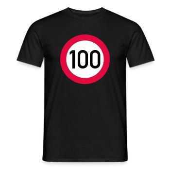 100th birthday Attention! Traffic sign 100 Km/h - Men's T-Shirt - black - Front - AI Model Male 178 light (178cm)