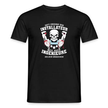 Chemise d’installateur Dieu a créé l’installateur - T-shirt homme - noir - Devant - AI Model Male 178 light (178cm)