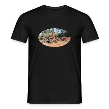 Rote Traktoren im Feld - Männer T-Shirt - Schwarz - Vorne - AI Model Male 178 light (178cm)