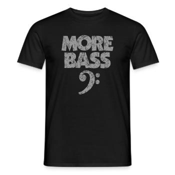 More Basse (Vintage/Gris) Bassistes - T-shirt homme - noir - Devant - AI Model Male 178 light (178cm)