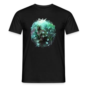 Chat dans la forêt magique - T-shirt homme - noir - Devant - AI Model Male 178 light (178cm)