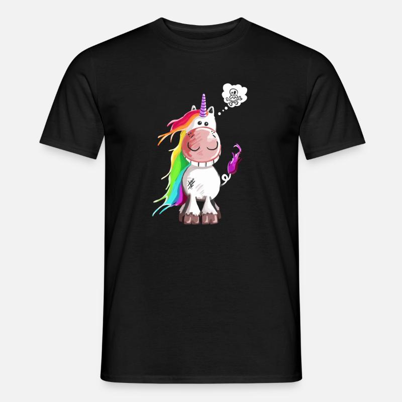 Einhorn grinst sich ein ab - Männer T-Shirt - Schwarz