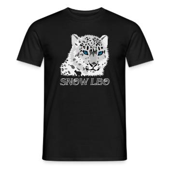 Snow Leopard Big Cat - Men's T-Shirt - black - Front - AI Model Male 178 light (178cm)