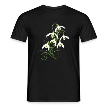 Zarte Schneeglöckchen mit Ornamenten und Ranken - Männer T-Shirt - Schwarz - Vorne - AI Model Male 178 light (178cm)