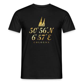 Köln Kölner Dom Koordinaten - Männer T-Shirt - Schwarz - Vorne - AI Model Male 178 light (178cm)