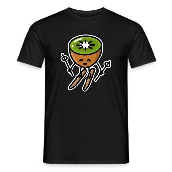 Skiwi Kiwi Kawaii ski kiwi marrant mignonne dessin - T-shirt homme - noir - Devant - AI Model Male 178 light (178cm)