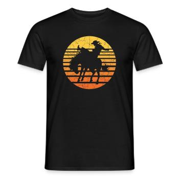 Cavalier cow-boy au coucher du soleil - T-shirt homme - noir - Devant - AI Model Male 178 light (178cm)