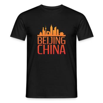 Stilisiertes Beijing Skyline Motiv - Männer T-Shirt - Schwarz - Vorne - AI Model Male 178 light (178cm)